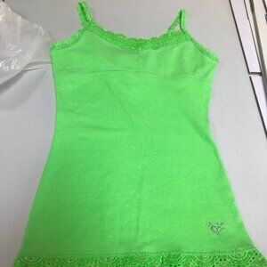 Justice tank top size 12 in neon green, 2 pairs of Danskin dance shorts in 10-12